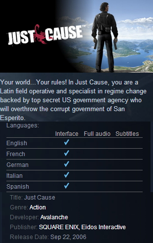 Just Cause Steam - Click Image to Close